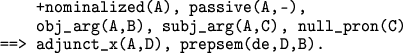 \begin{figure}
{\small {\tt\begin{center}
\begin{tabular}{@{}l@{~}l}
& +nominal...
...
==>& adjunct\_x(A,D), prepsem(de,D,B).
\end{tabular}\end{center}}}
\end{figure}